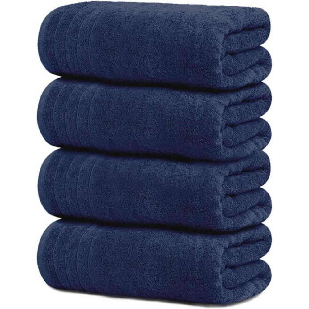 New Pack of 4 Extra Large Bath Towels 30 x 60 Inches, 100% Cotton,